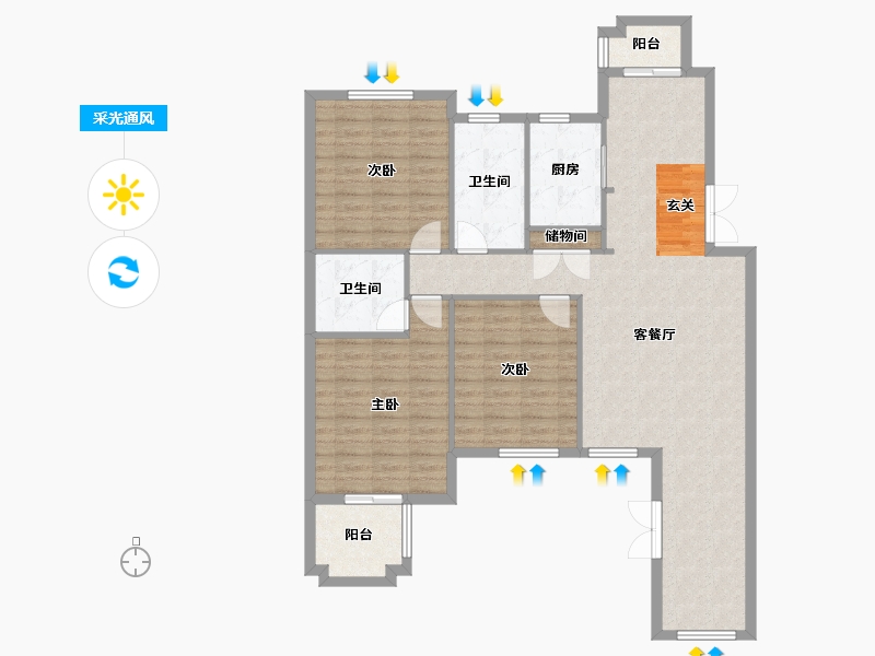 辽宁省-沈阳市-米拉春天红椿东路（C4，D4-2，D5-2，D6，D7）158m²-113.54-户型库-采光通风