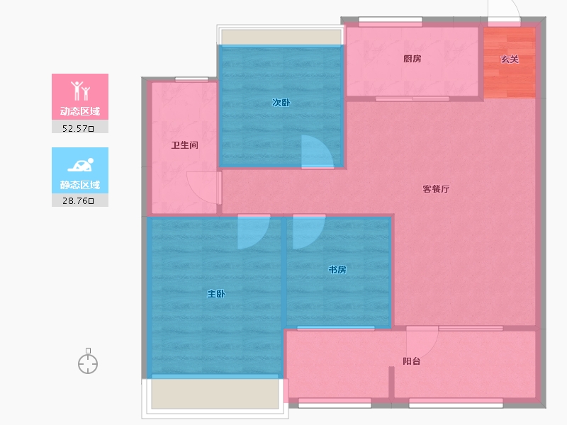 辽宁省-沈阳市-泰盈十里锦城苏家屯区雪莲街（6号楼，9号楼）97m²-74.22-户型库-动静分区