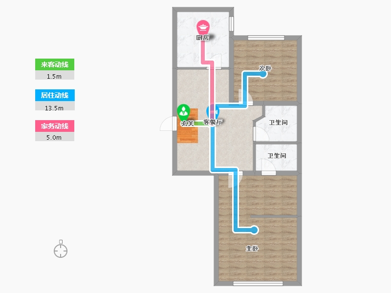 辽宁省-沈阳市-满融首府迎春北街86-35号（35号楼）74m²-73.40-户型库-动静线