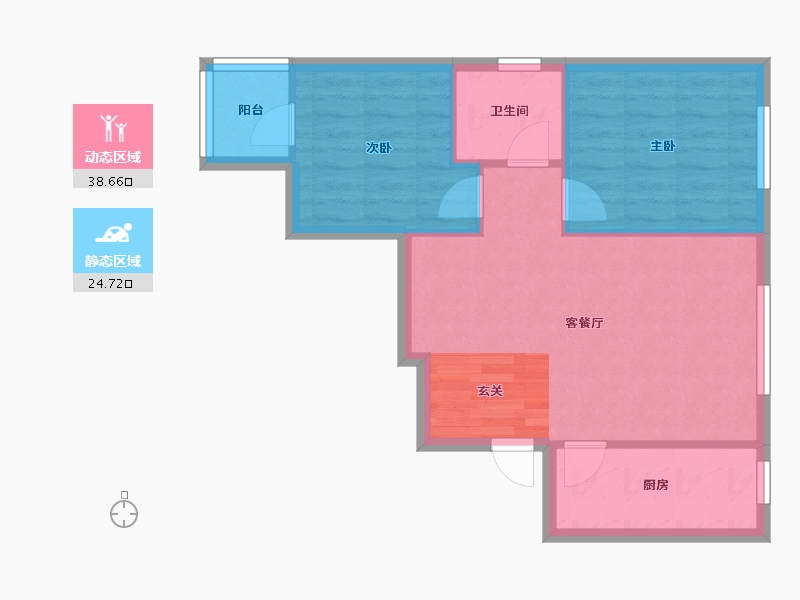 辽宁省-沈阳市-华府丹郡南京南街（B1，12号楼）76m²-57.33-户型库-动静分区