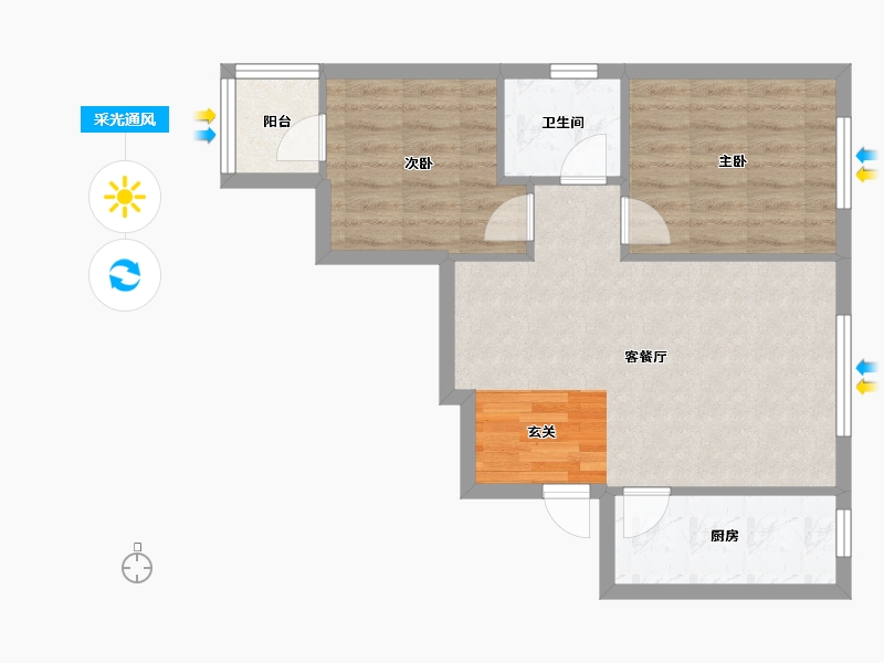 辽宁省-沈阳市-华府丹郡南京南街（B1，12号楼）76m²-57.33-户型库-采光通风