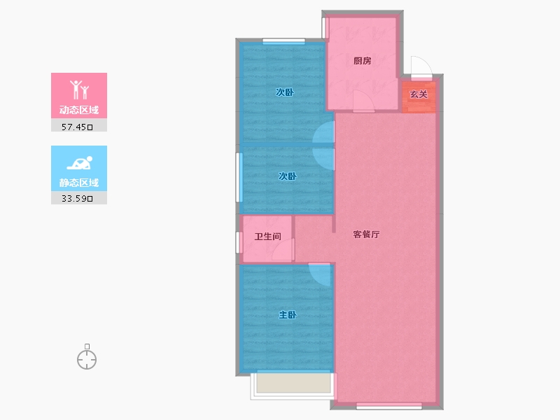 辽宁省-沈阳市-澳海南樾府银杏路（29号楼,25号楼,30号楼,27号楼）109m²-83.61-户型库-动静分区