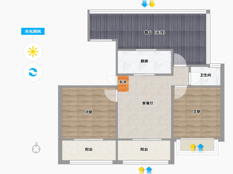 辽宁省-沈阳市-澳海南樾府（13号楼，6号楼，8号楼，9号楼，12号楼）87m²-69.13-户型库-采光通风