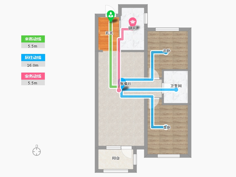 辽宁省-沈阳市-中海城85㎡户型85m²-63.15-户型库-动静线