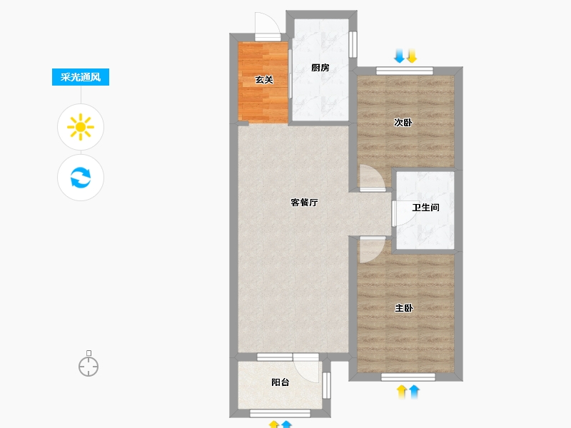 辽宁省-沈阳市-中海城85㎡户型85m²-63.15-户型库-采光通风