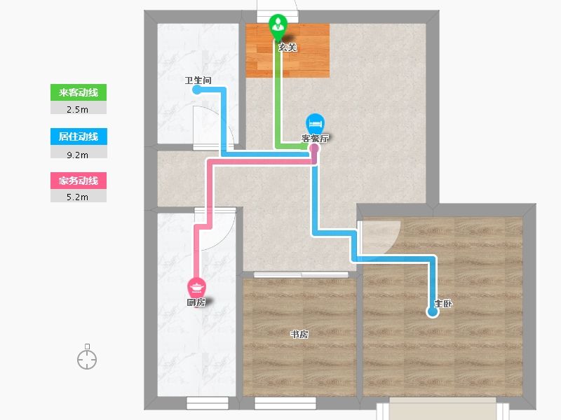 辽宁省-沈阳市-广厦绿园元江街（16，17栋）62m²-41.94-户型库-动静线