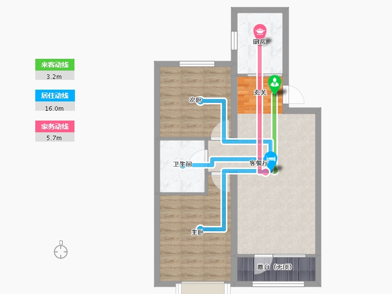 辽宁省-沈阳市-广厦绿园元江街（16，17栋）85m²-59.96-户型库-动静线