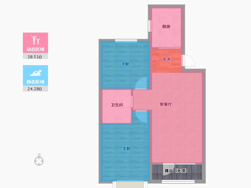 辽宁省-沈阳市-广厦绿园元江街（16，17栋）85m²-59.96-户型库-动静分区