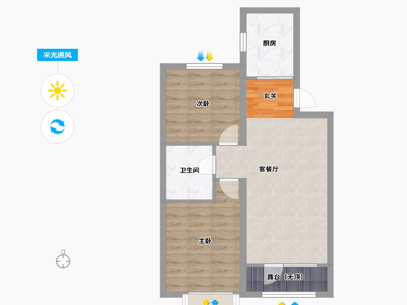 辽宁省-沈阳市-广厦绿园元江街（16，17栋）85m²-59.96-户型库-采光通风