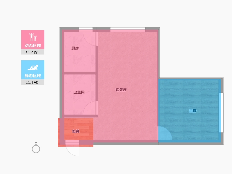 辽宁省-沈阳市-新加坡花园47m²-37.60-户型库-动静分区