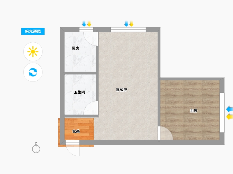 辽宁省-沈阳市-新加坡花园47m²-37.60-户型库-采光通风