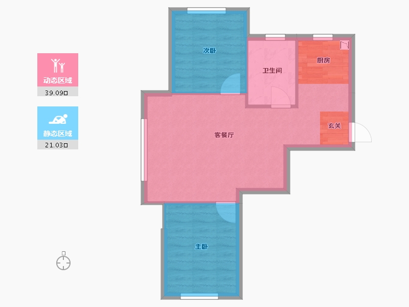 辽宁省-沈阳市-金地悦时光千山西路（C5，C6）65m²-54.39-户型库-动静分区