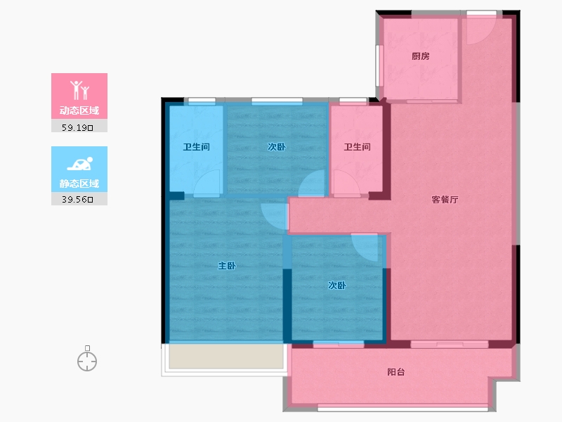 江苏省-苏州市-鲲湖天境-89.00-户型库-动静分区