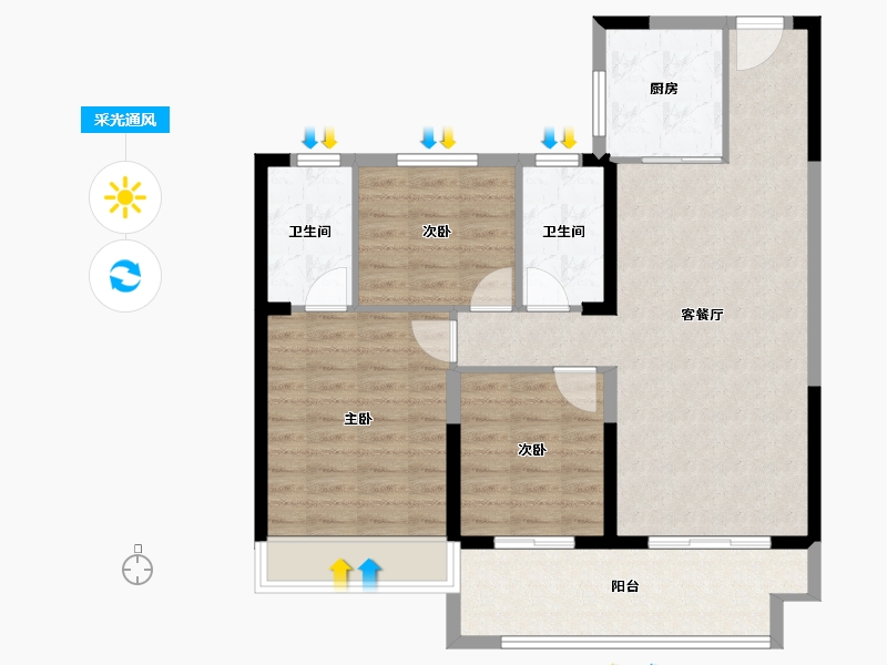 江苏省-苏州市-鲲湖天境-89.00-户型库-采光通风