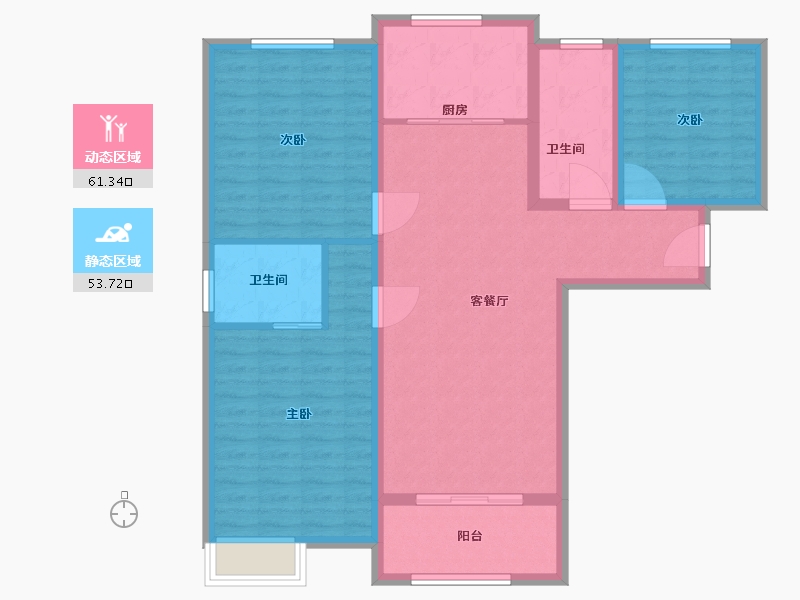 江苏省-宿迁市-富园景都-103.86-户型库-动静分区