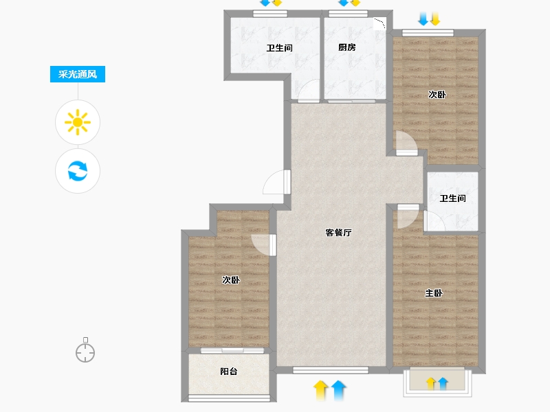 山东省-潍坊市-青云瑞景园-106.00-户型库-采光通风