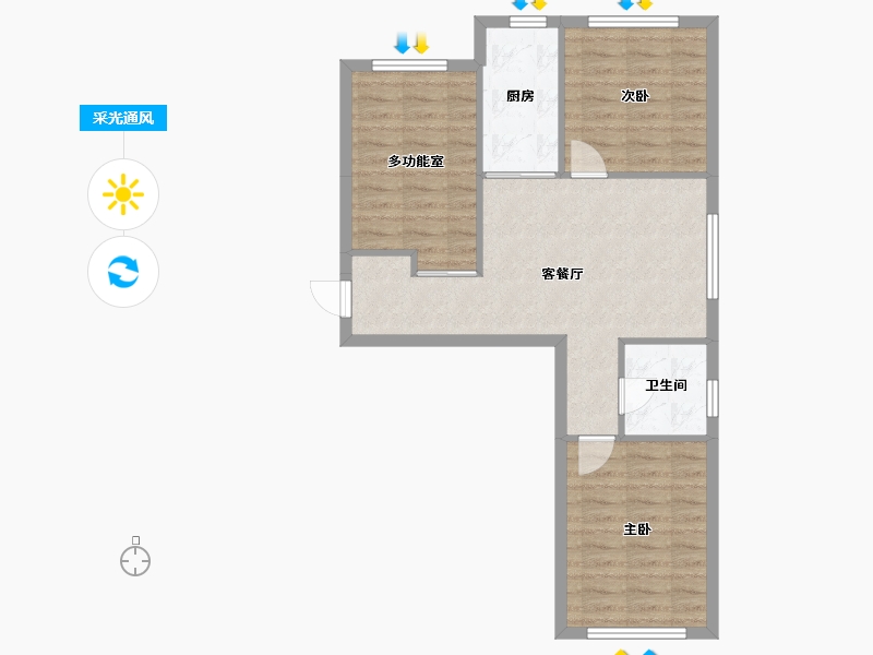 辽宁省-沈阳市-亚泰城蒲河路35-26号楼（21号楼）,蒲河路35-23号（24号楼）C-2户型售罄建面80-65.77-户型库-采光通风