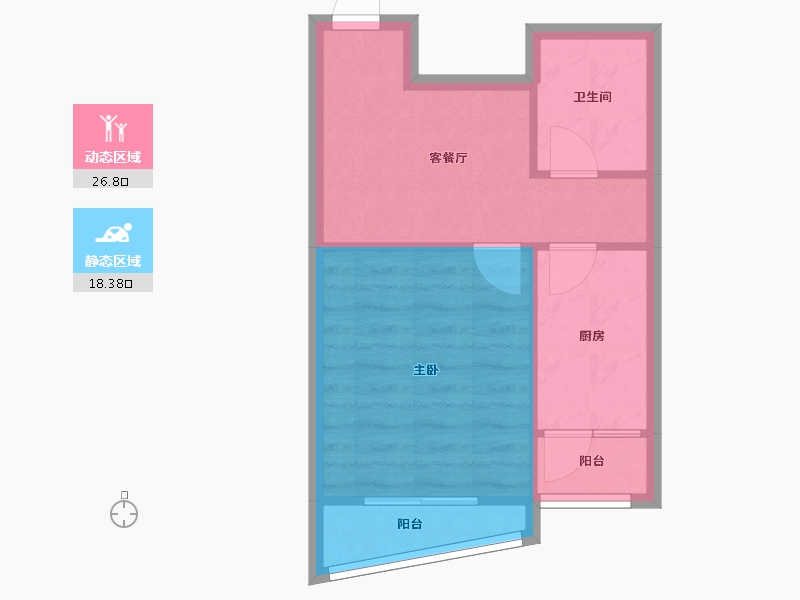 辽宁省-沈阳市-国奥新城蒲田路12-1号（8）,沈北新区蒲田路12-4号（9）C户型建面56m²-40.25-户型库-动静分区