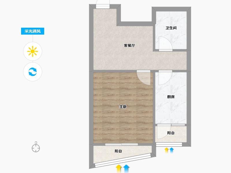 辽宁省-沈阳市-国奥新城蒲田路12-1号（8）,沈北新区蒲田路12-4号（9）C户型建面56m²-40.25-户型库-采光通风