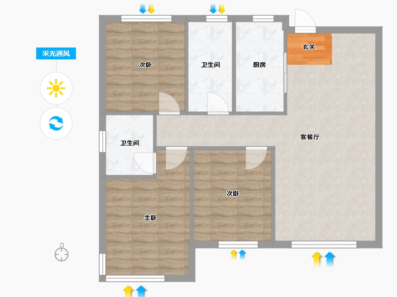 辽宁省-沈阳市-保利和光屿湖11，21栋105m²-80.26-户型库-采光通风