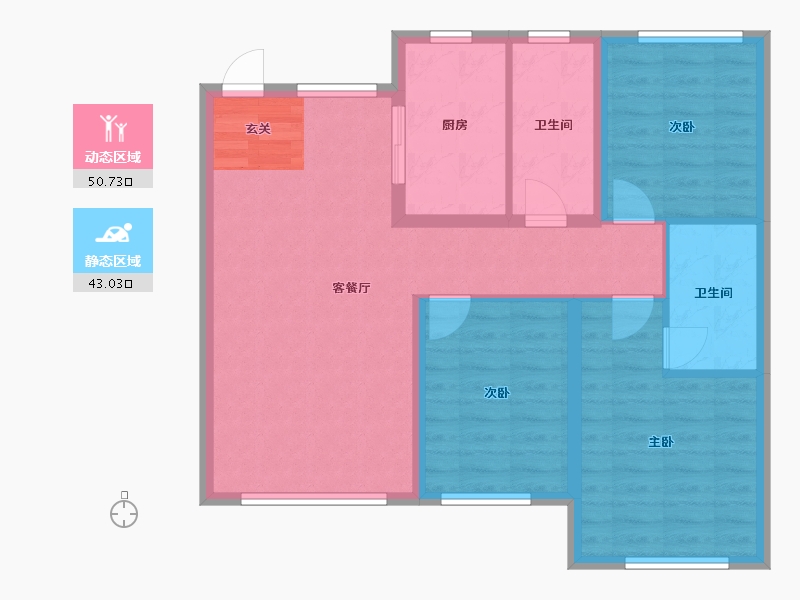 辽宁省-沈阳市-保利和光屿湖1，11，21栋113m²-84.12-户型库-动静分区