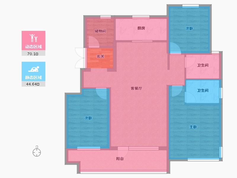 辽宁省-沈阳市-保利和光屿湖3，18，20栋122m²-102.30-户型库-动静分区