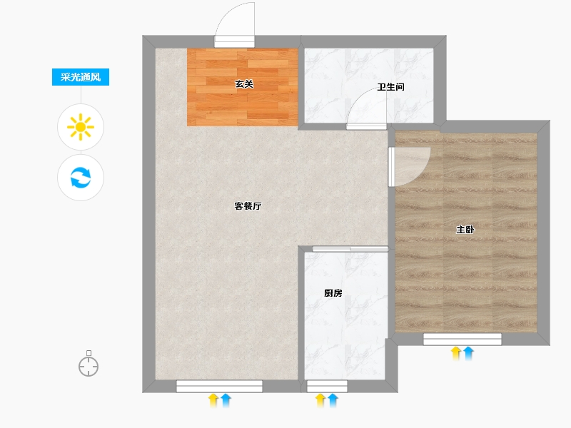 辽宁省-沈阳市-民安海逸康城青城山路（1，2，7号楼）65m²-42.48-户型库-采光通风