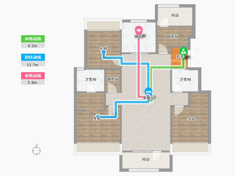 辽宁省-沈阳市-保利观唐青城山路（25，18号楼）130m²-110.13-户型库-动静线