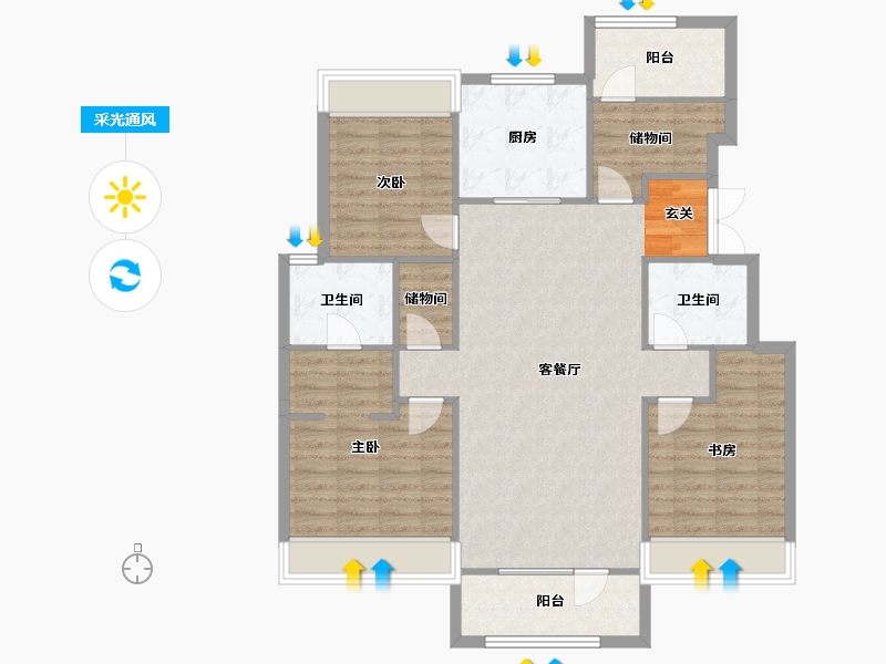 辽宁省-沈阳市-保利观唐青城山路（25，18号楼）130m²-110.13-户型库-采光通风