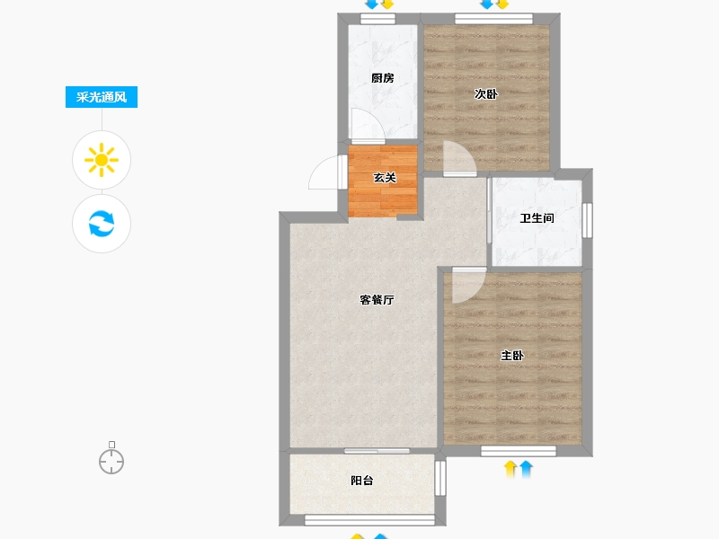 辽宁省-沈阳市-绿地新里罗斯福公馆赣江街（D19，D21栋）77m²-60.61-户型库-采光通风