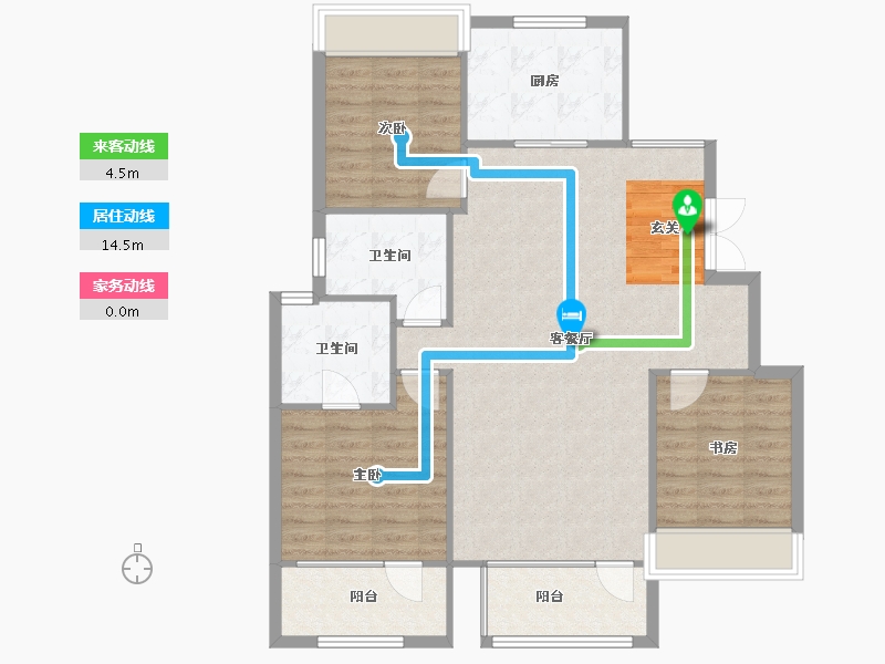 辽宁省-沈阳市-保利观唐青城山路（25，22，24号楼）120m²-99.36-户型库-动静线