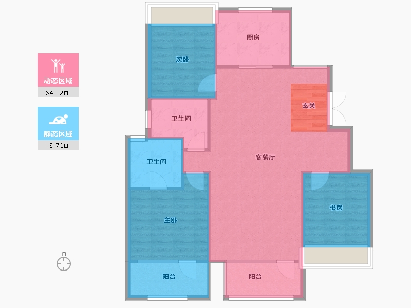 辽宁省-沈阳市-保利观唐青城山路（25，22，24号楼）120m²-99.36-户型库-动静分区