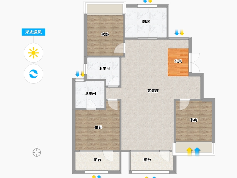 辽宁省-沈阳市-保利观唐青城山路（25，22，24号楼）120m²-99.36-户型库-采光通风