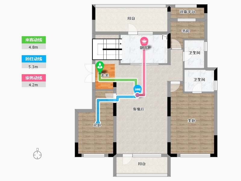 辽宁省-沈阳市-华润置地八號院（5，2，3，4，1，7，8栋）120m²-113.89-户型库-动静线