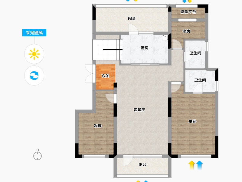 辽宁省-沈阳市-华润置地八號院（5，2，3，4，1，7，8栋）120m²-113.89-户型库-采光通风