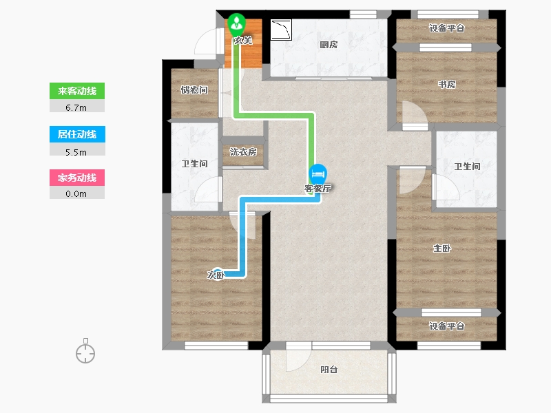 辽宁省-沈阳市-华润置地八號院赤山路77号（10栋）117m²-91.37-户型库-动静线