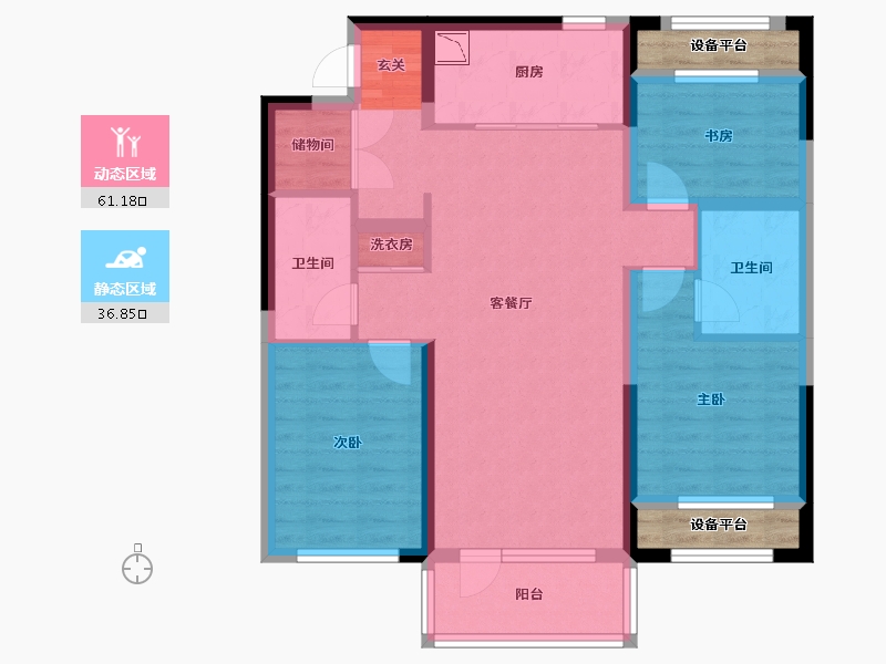 辽宁省-沈阳市-华润置地八號院赤山路77号（10栋）117m²-91.37-户型库-动静分区