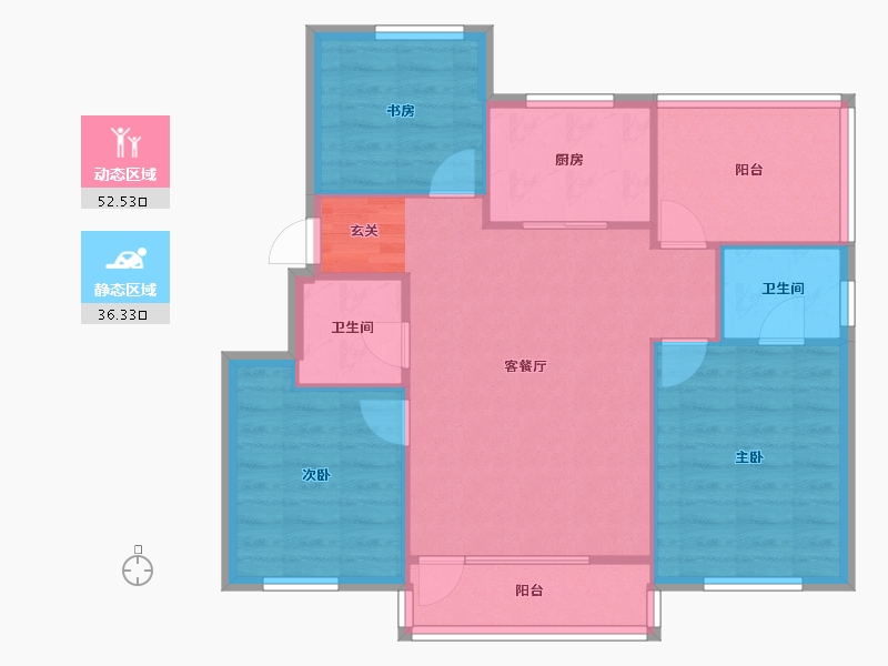 辽宁省-沈阳市-金辉优步湖畔于洪区白山路（3，4号楼）101m²-80.80-户型库-动静分区