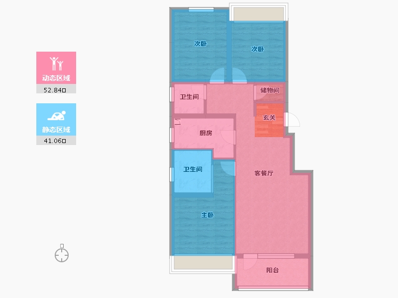 辽宁省-沈阳市-金辉优步湖畔白山路（12，13，15，16，14号楼）100m²-83.25-户型库-动静分区