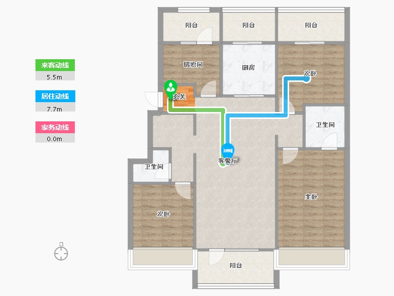 辽宁省-沈阳市-金辉优步湖畔白山路（12，20，13，16，14号楼）130m²-104.41-户型库-动静线