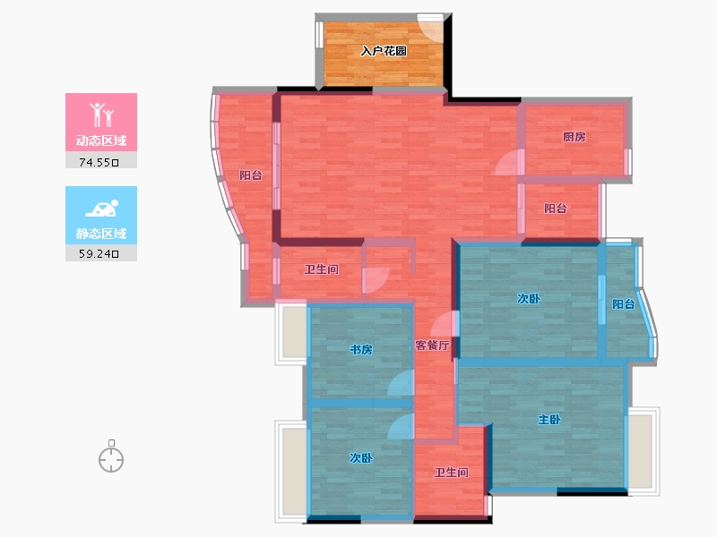 湖南省-邵阳市-京都世纪城-125.82-户型库-动静分区