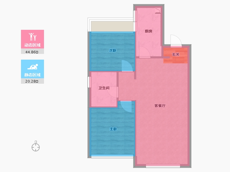 辽宁省-沈阳市-保利海德公园沈辽路（21，29,44，12）85m²-59.06-户型库-动静分区