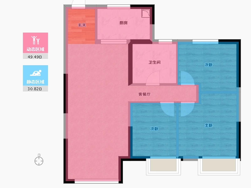 辽宁省-沈阳市-恒大盛京珺庭西江北街(13，14栋)108m²-71.95-户型库-动静分区