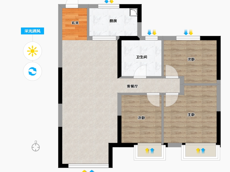 辽宁省-沈阳市-恒大盛京珺庭西江北街(13，14栋)108m²-71.95-户型库-采光通风