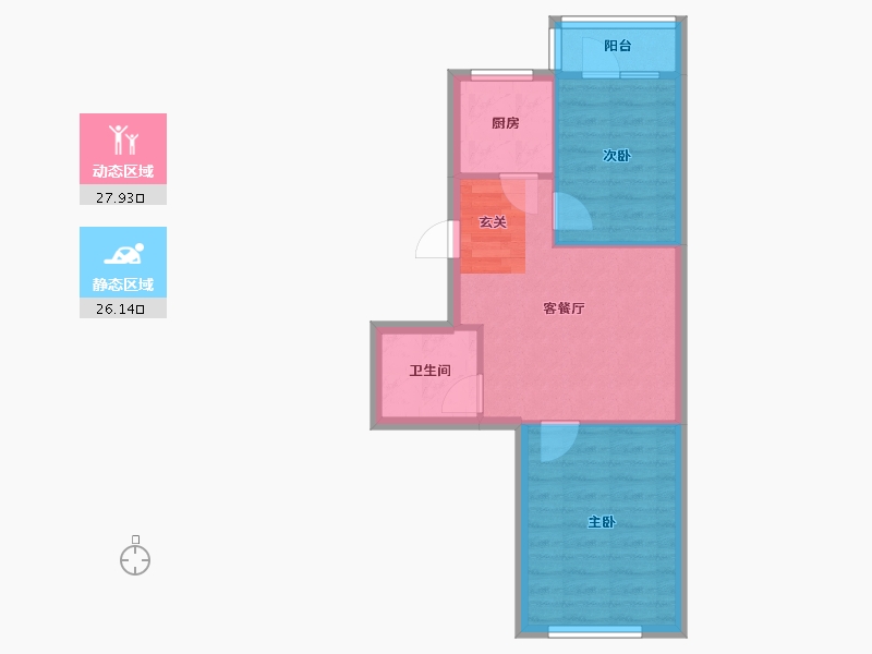 辽宁省-沈阳市-华沃滨河湾（C13，C1，C2，C16，C15栋）69m²-48.43-户型库-动静分区