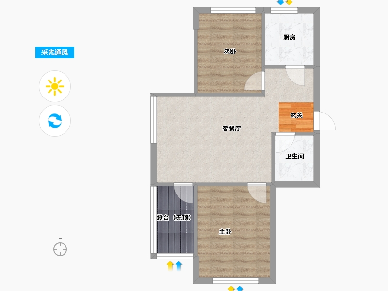 辽宁省-沈阳市-华沃滨河湾C13，C1，C2，C16，C15栋）72m²-54.87-户型库-采光通风