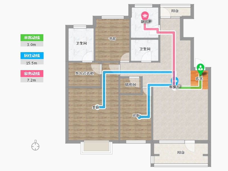 辽宁省-沈阳市-华沃滨河湾汪河路（B7,B8,B9,B10,B11号楼）121m²-101.26-户型库-动静线