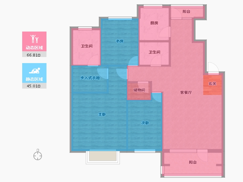 辽宁省-沈阳市-华沃滨河湾汪河路（B7,B8,B9,B10,B11号楼）121m²-101.26-户型库-动静分区