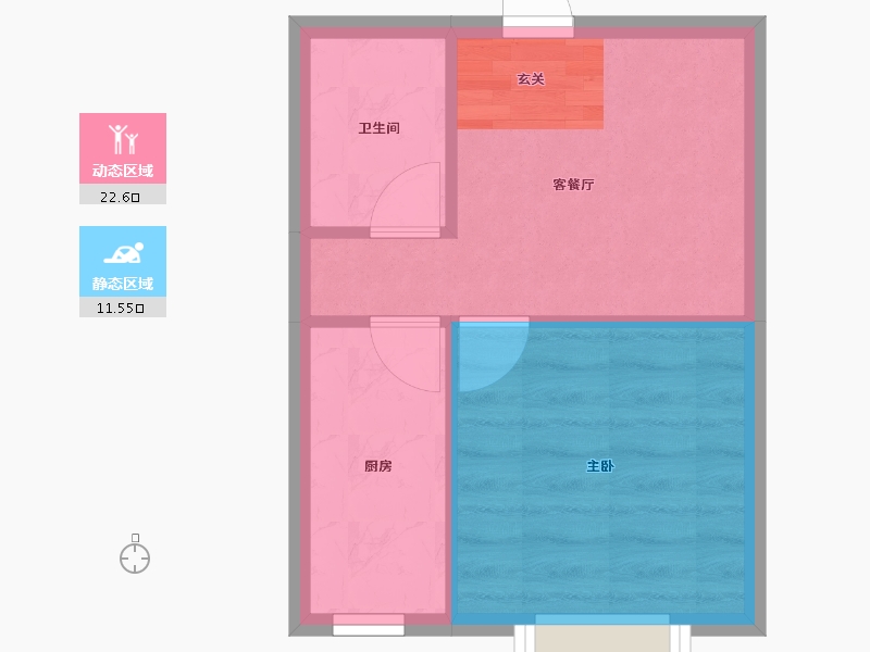 辽宁省-沈阳市-五彩阳光城西江北街（2期19，40，39，10，9号楼）50m²-30.45-户型库-动静分区