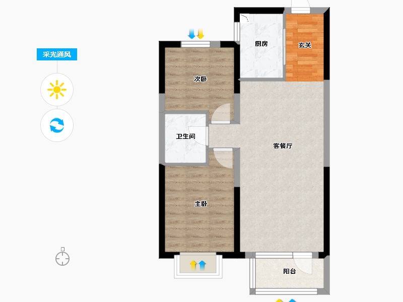 辽宁省-沈阳市-碧桂园银亿大城印象锦园辉山西路(7-G8，7-G7栋)88m²-61.33-户型库-采光通风